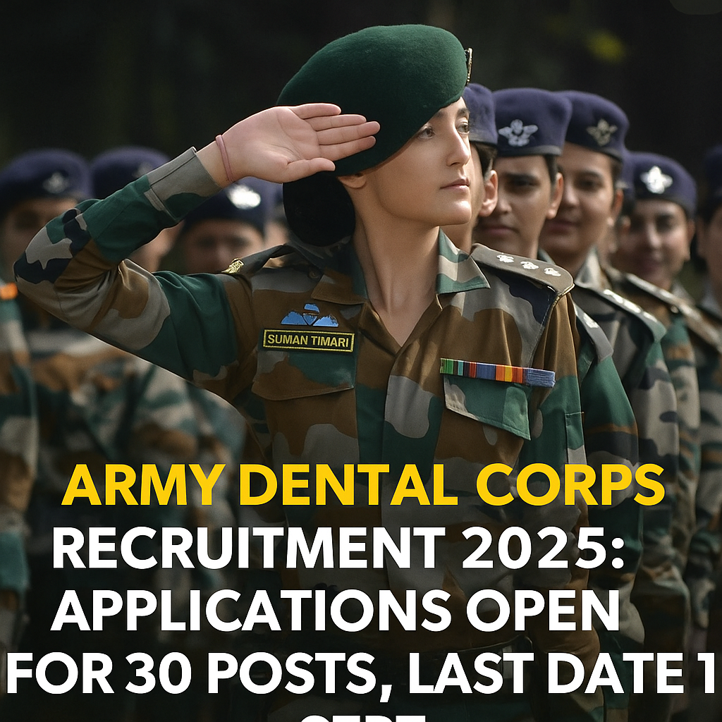 Army Dental Corps Recruitment 2025: Applications Open for 30 Posts, Last Date 17 Sept