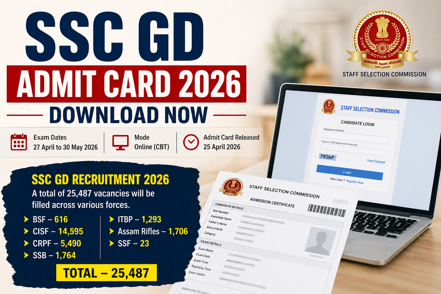 SSC GD Admit Card 2026 Available Now – Download Directly from Here